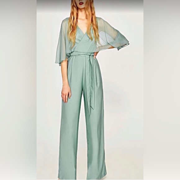ZARA mint green jumpsuit - Picture 1 of 3
